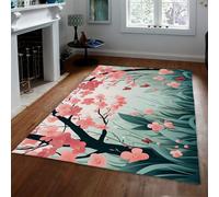 WEECHAINGE Tappeto 180x240cm in fiore di ciliegio per la camera da letto Tappetino rosa floreali zona farfalla accessori soggiorno Fiaba Arte romantica Arredamento della casa Zerbino d ingresso a