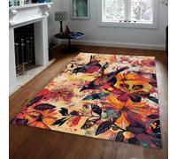 WEECHAINGE Tappeto 180x270cm botanici soggiorno Zerbino da interno lavabile Uccellini fiori Boho Tappetino piccolo per camera letto Morbido a pelo basso etnico Soft moquette antiscivolo l ingresso al