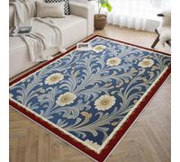 WEECHAINGE Tappeto 200x300cm blu per la camera da letto Tappetino Boho Cottagecore Terroso soggiorno Zerbino vintage con motivo botanico antiscivolo a pelo basso lavabile sala pranzo Ufficio