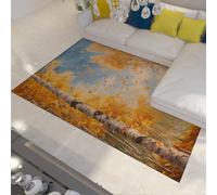 WEECHAINGE Tappeto 200x300cm in betulla per bagno maschile Tappetino autunnali foresta camera da letto Foglie cadenti Cielo azzurro Paesaggi naturali e arredamento casa Moquette antiscivolo a la del
