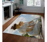 WEECHAINGE Tappeto 60x120cm vintage da camera letto Ritratto di ragazze adorabili Cielo azzurro Tappetino del soggiorno Dipinto famoso sulle alture 1909 stampati lavabili con retro per il