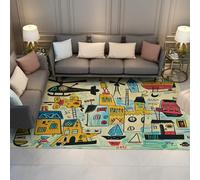 WEECHAINGE Tappeto 60x90cm per bambini e ragazze Macchina antiscivolo il retro Tappetino lavabili Salotto colorato a cartoni animati dipinti mano la sala giochi Classe Camera da letto Asilo