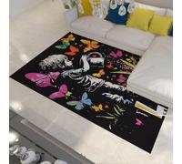 WEECHAINGE Tappeto 90x150cm antiscivolo lavabile Love Letters Tappetino con stampa a farfalla per soggiorno Graffiti Boy Design annaffiatura fiore resistenti alle macchie facilmente pulite