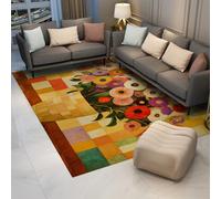 WEECHAINGE Tappeto 90x150cm antiscivolo per soggiorno Tappetino floreale boho colorato camera da letto morbido e confortevole lavabile Nature morte a bouquet design quadri stampati Moquette ufficio