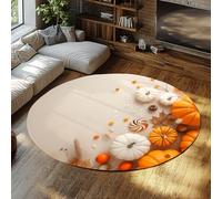 WEECHAINGE Tappeto Boho Zucca Beige Chiaro Cerchio Tappeti Lavabili per Sala Giochi Camera dei Bambini Autunno Nursery moquette Rotondo Antiscivolo Pastello Soggiorno 100cm