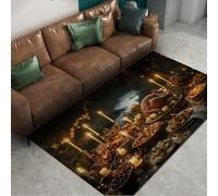 WEECHAINGE Tappeto cucina Festive Feast 90x150cm Cena con tacchino e candele tappetino decorativo per cucina sala da pranzo tappeto a pelo basso lavabile.