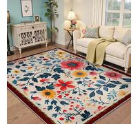 WEECHAINGE Tappeto floreale per camera da letto 100x150cm Tappeti boho lavabili antiscivolo a pelo basso piccolo tappeto per l'ingresso ufficio comodino sala da pranzo sala da pranzo