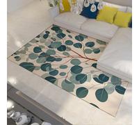 WEECHAINGE Tappeto floreale verde per soggiorno 60x120cm Lavabile in lavatrice Antiscivolo Boho Natural Plant Design Grande tappeto per sala da pranzo in ufficio Morbido pelo corto Beige