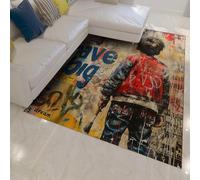 WEECHAINGE Tappeto Graffiti Camera da letto per ragazzi Decorazione colorata casa Street Art Tappetino Ho un grande sogno Citazione ispiratrice stampato Lavabile Antiscivolo Pelo il 200x300cm