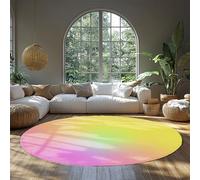 WEECHAINGE Tappeto rotondo arcobaleno pastello per la cameretta dei bambini Tappeto sfumato morbido in rosa giallo verde ombre Accoglienti tappeti lavabili Decorazioni per la stanza dei giochi 80cm
