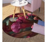 WEECHAINGE Tappeto rotondo da soggiorno Petalo bordeaux Stampa ravvicinata Tappeto lavabile morbido e sottile con fondo antiscivolo Decorazione artistica della natura per ufficio 150cm
