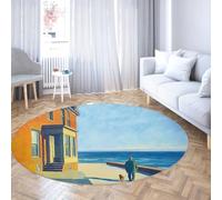 WEECHAINGE Tappeto rotondo della camera da letto 240cm Cabina sul mare tappeti circolari antiscivolo lavabili pavimento interno a pelo basso moquette per soggiorno sala da pranzo ingresso cucin