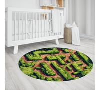 WEECHAINGE Tappeto rotondo Labirinto Magico - Design cartoon con motivo siepe verde, a pelo corto per camerette e aree gioco 160cm