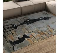 WEECHAINGE Tappeto vintage Graffiti Banksy Area per soggiorno 60x120cm camera da letto ragazza e ratto su muro di mattoni Stampa facile manutenzione a pelo basso grandi dimensioni morbido pavimenti