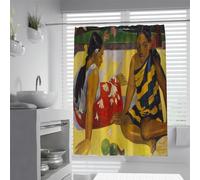 WEECHAINGE Tenda Doccia In Tessuto Paul Gauguin Stile Due Ragazze Sulla Coperta HD Art Stampa Bagno Farmhouse Decor con Occhielli e Ganci W120xL200cm