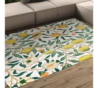 WEECHAINGE William Morris Antiscivolo Lavabile In Lavatrice Morbido A Veli Corti Grandi Tappeti Da Soggiorno 160x200cm Frutta Limone Stampa Floreale Vintage Boho Non Spargimento Per Camera Letto