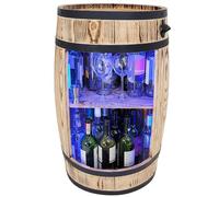 Weeco Armadietto per Vino a LED RGB - Scaffale in Legno - Bar Elegante - Supporto per Bottiglie - Mobile Barile in Legno - 80 x 50 cm
