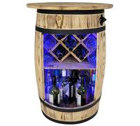weeco Barile bar con coperchio e luci LED RGB e portabottiglie - supporto decorativo - tavolo da bar - tavolo da bar - barile in legno - tavolo da 80 x 50 cm