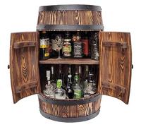 WEECO Barile di legno, Portabottiglie, Tavolo, Montabile con porta, Regalo per un uomo, Portabottiglie per vino, Bar fatto a mano in stile vintage, Armadietto per bottiglie per vino, Whisky bar 82cm