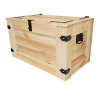 Weeco Cassetta di legno con ruote, 80x45x45 cm, in legno grezzo, dipingetela in qualsiasi colore, tavolino vintage shabby chic, piano apribile e archiviazione