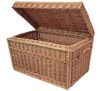 weeco Cestino in vimini da 60 cm con coperchio, in vimini marrone, rettangolare