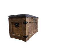 weeco Scatola in legno con quattro rotelle, 24 kg, 80 x 45 cm, in legno, stile vintage, shabby chic, coperchio pieghevole e spazio con seduta
