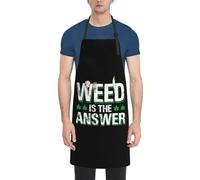 Weed Is The Answer Grembiule Multiuso Grembiuli Cucina Impermeabile Grembiule Cucina per Cameriere Uomo Giardinaggio 70X84cm