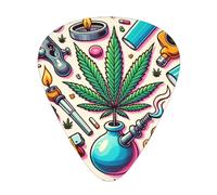 Weed-Leaves-Pots - Confezione da 12 plettri per chitarra con 3 spessori e scatola portaoggetti, plettri in ABS per basso elettrico