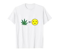 Weed Makes Me Smile Marijuana Leaf Happy Maglietta Maglietta