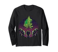 Weed Marijuana Leaf Alien Space Funny Cannabis Lover Gifts Maglia a Manica
