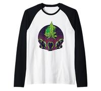 Weed Marijuana Leaf Alien Space Funny Cannabis Lover Gifts Maglia con Maniche Raglan