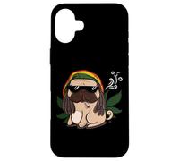 Weed Smoking Pug Marijuana THC Cannabis Leaf Dog Stoner Custodia per iPhone 16 Plus