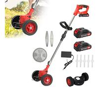 Weed Wacker - Mangiatore di erbacce elettrico senza fili, 24 V, portatile, alimentato a batteria, decespugliatore telescopico con ruote per giardino