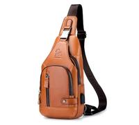 WeeDee Sling Bag - Borsa a tracolla in pelle, da uomo, resistente all'acqua, marrone, minimo