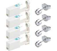 WeedHuis 4 Pezzi Pistola per Piercing All'orecchioPistola Orecchini con Orecchini a Bottone, Pistole Usa e Getta Asettiche, per Ragazze, Donna E Uomini