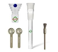 Weedness Bong Vetro Chillum Diffusore 18,8 mm Fessura 12 cm Set 4 Pezzi - Accessorio Shillum Testa Adattatore Beccuccio Steckchillum Giunto