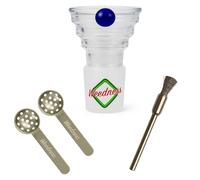 Weedness Bong Vetro Testa 14,5 mm Fessura 3 Livelli 3 Pezzi Set - Adattatore Chillum Accessori Testa Ciotola