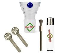 Weedness Bong Vetro Testa 14,5 mm Fessura 3 Livelli 4 Pezzi Set - Adattatore Chillum Accessori Testa Bowl