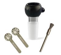 Weedness - Testina in Vetro per Bong, 18,8 mm, Taglio Heavy, con Raschietto e setaccio, con Clip, Set da 3 pz