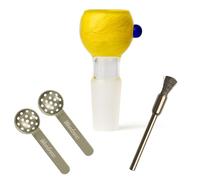 Weedness - Testina in vetro per bong, 18,8 mm, taglio heavy, con raschietto, setaccio e clip, accessorio per testina, Set da 3 pz