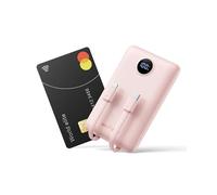 WeeFancy Power Bank 10000mAh 22,5W Caricatore Portatile Ricarica Rapida Mini Powerbank con Cavi Integrati Batteria Esterna con 3 Uscite & 3 Ingressi per iPhone Samsung Huawei Xiaomi iPad ecc. (Rosa)