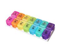 Week Pill Organizer, Anti Moisture Chews, 14 Detachable Compartments, Night and Day Pill Organizer for Elderly Kids Men Women, Purse Pocket Home Fridge Afternoon Travel Medicine Storage