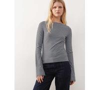 Weekday - Annie - Top a maniche lunghe morbido a righe color marrone cioccolato e azzurro con scollo a barchetta - In esclusiva per ASOS M