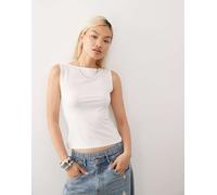 Weekday - Annie - Top senza maniche bianco ultra morbido con scollo a barchetta XL