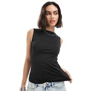 Weekday - Annie - Top senza maniche nero con scollo a barchetta XS
