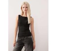 Weekday - Annie - Top senza maniche nero ultra morbido con scollo a barchetta M