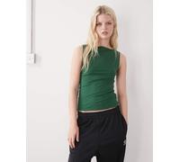 Weekday - Annie - Top senza maniche verde scuro morbido con scollo a barchetta - In esclusiva per ASOS S