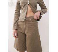 Weekday - Astro - Jorts in velluto a coste marroni ampi in coordinato-Marrone W26