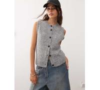 Weekday - Canotta in maglia grigio scuro mélange con scollo a V accollato - In esclusiva per ASOS L