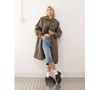 Weekday - Cappotto kaki scuro oversize in tela-Verde L